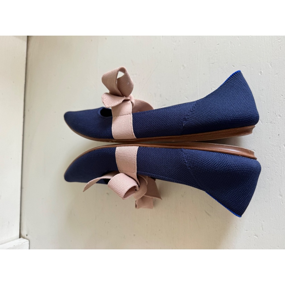 Rothy's The Point Mary Jane sapphire blue & pink bow flats size 10 - Picture 8 of 10